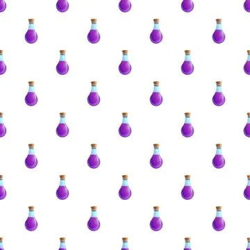 Purple potion bottles seamless pattern for magic backgrounds Stock Illustration