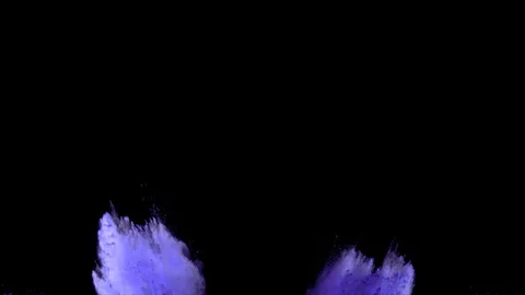 Purple powder explosion. Slow motion movement of dust remains engulfing screen Stock Footage 122515214