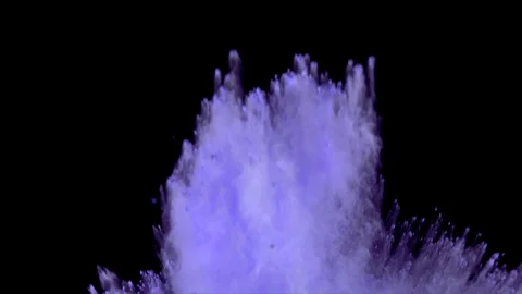 Purple powder explosion. Slow motion dust settles at bottom of screen Video stock 122524951