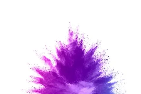 Purple powder explosion on white background. Stock Illustration