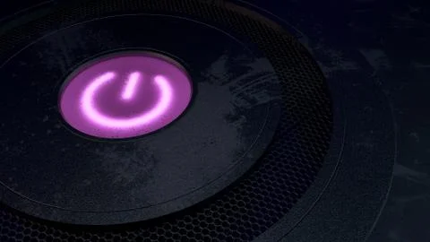 Purple Power Button 3d Render Shot 3 Stock Illustration