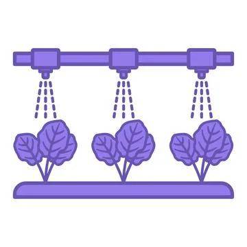 Purple Precision Drip Irrigation Icon. Vector Illustration. Modern Watering.. Stock Illustration