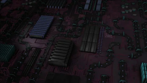 Purple Printed Circuit Board, Computer Motherboard Components: Microchips, Proce Stock Footage 156407005