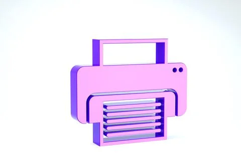 Purple Printer icon isolated on white background. 3d illustration 3D render イラスト素材