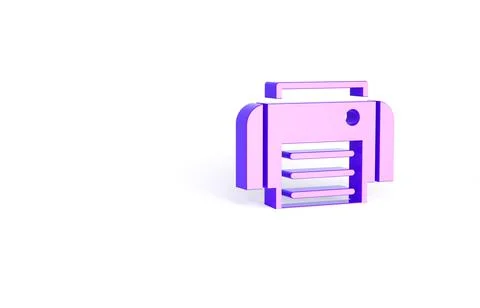Purple Printer icon isolated on white background. Minimalism concept. 3d illu イラスト素材