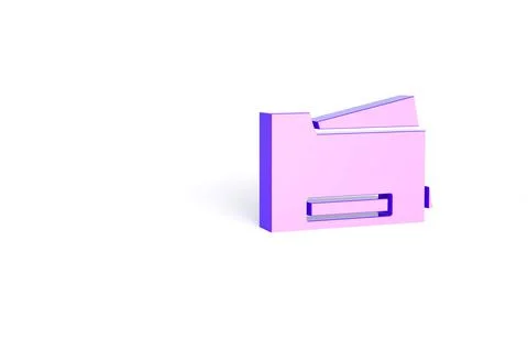 Purple Printer icon isolated on white background. Minimalism concept. 3d illu Stock Illustration