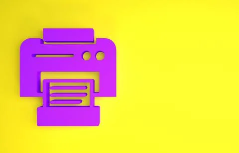 Purple Printer icon isolated on yellow background. Minimalism concept. 3d ill イラスト素材