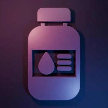 Purple Printer ink bottle icon isolated on purple-blue background. Minimali.. Stock Illustration