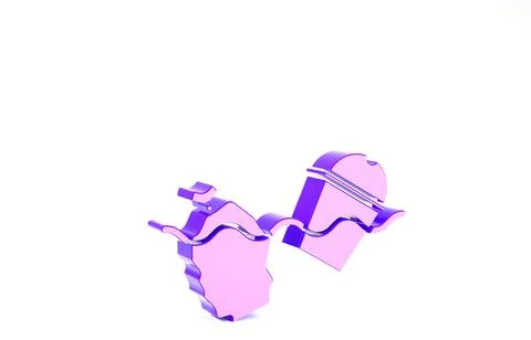 Purple The problem of pollution of the ocean icon isolated on white backgroun Stock Illustration
