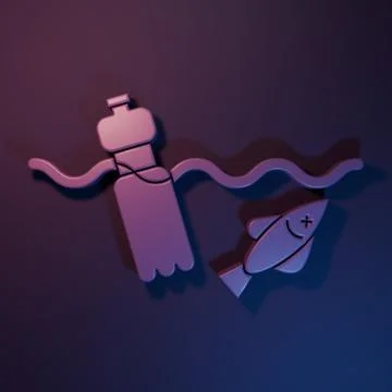 Purple The problem of pollution of the ocean icon isolated on purple-blue b.. Stock Photos