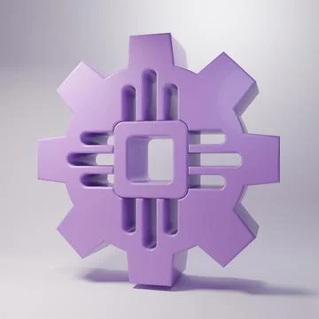 Purple Processor icon isolated on grey background. CPU, central processing .. Stockillustratie