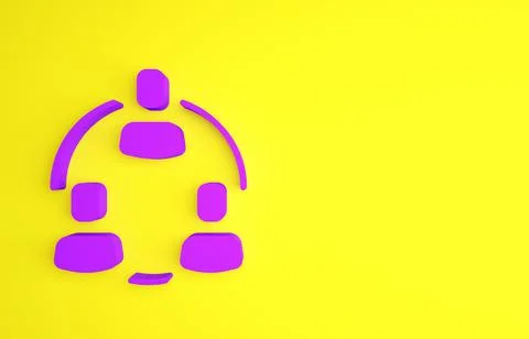 Purple Project team base icon isolated on yellow background. Business analysi Illustrazione stock