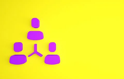 Purple Project team base icon isolated on yellow background. Business analysi Illustrazione stock