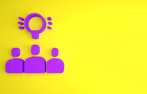 Purple Project team base icon isolated on yellow background. Business analysi Illustrazione stock