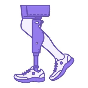 Purple Prosthetic Leg Icon. Vector Illustration. An Artificial Medical Devi.. Stock Illustration