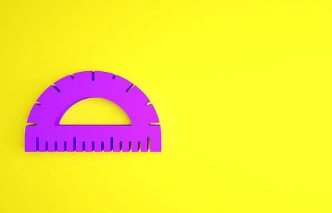 Purple Protractor grid for measuring degrees icon isolated on yellow backgrou Stock Illustration