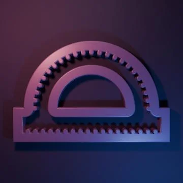 Purple Protractor grid for measuring degrees icon isolated on purple-blue b.. Stock Illustration