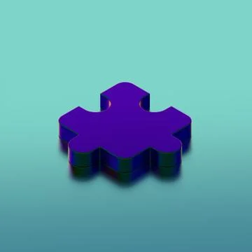 Purple puzzle icon on blue background Stock Illustration