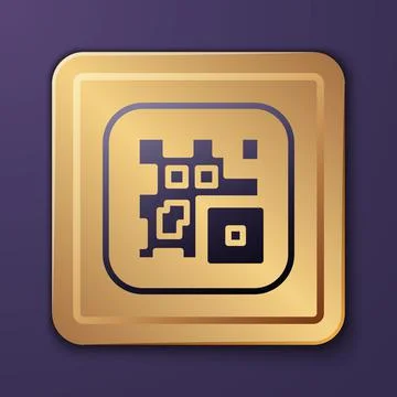 Purple QR code sample for smartphone scanning icon isolated on purple background Stock Illustration