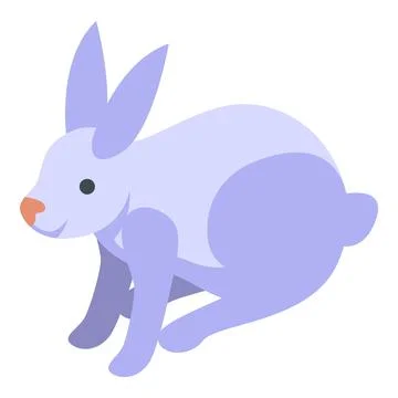 Purple rabbit in isometric view, sitting and relaxing Stock Illustration