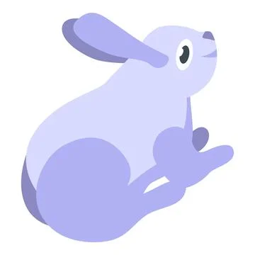 Purple rabbit jumping and looking up in isometric view 스톡 일러스트