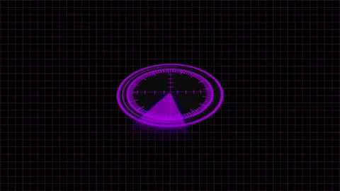 Purple radar scope animation glowing neon hud interface sci fi target scan .. Stock Footage 321587017