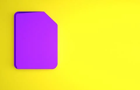 Purple Radiation warning document icon isolated on yellow background. Text fi Stock Illustration