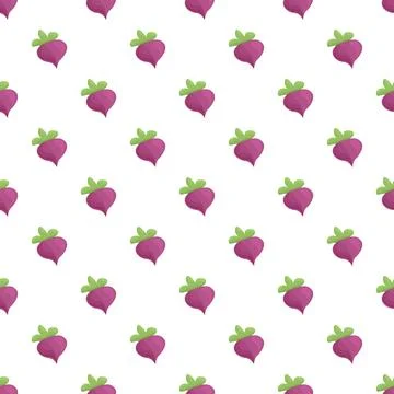 Purple radishes creating a repeating vegetable food pattern Stock Illustration