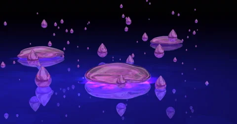 Purple rain drops falling on electric blue sea scape Stock Footage 62825677