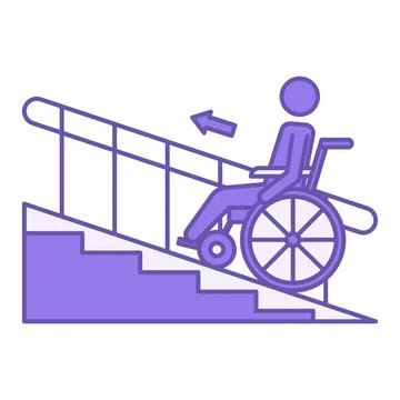 Purple Ramp Access Icon. Vector Illustration. Building Entrance via a Gentl.. Stock Illustration