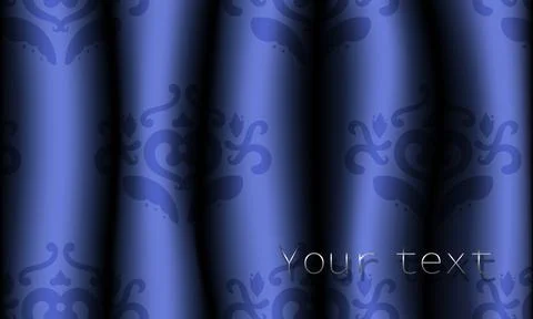 Purple realistic curtain with a pattern. Vector illustration. Illustrazione stock