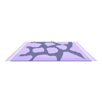 Purple rectangular carpet with geometric pattern lying on floor Illustrazione stock