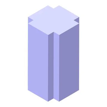 Purple rectangular cuboid shape standing vertically with extruded top Stock Illustration