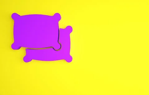 Purple Rectangular pillow icon isolated on yellow background. Cushion sign. M Stock Illustration