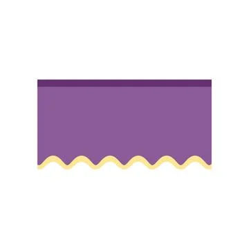 Purple rectangular tablecloth with wavy border draped over table Illustrazione stock