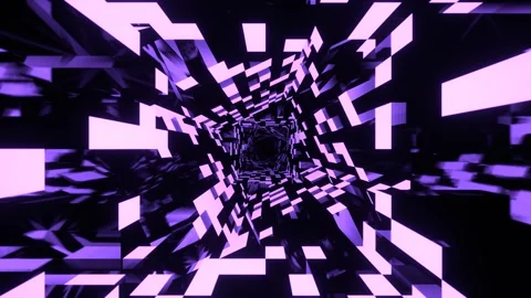 Purple Rectangular Tiled Neon Texture in a Rotating Tunnel Background VJ Loo Video stock 328357166