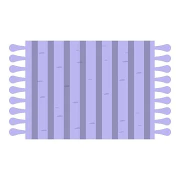 Purple rectangular woven rug with tassels and stripes creating a cozy ambiance Stock Illustration