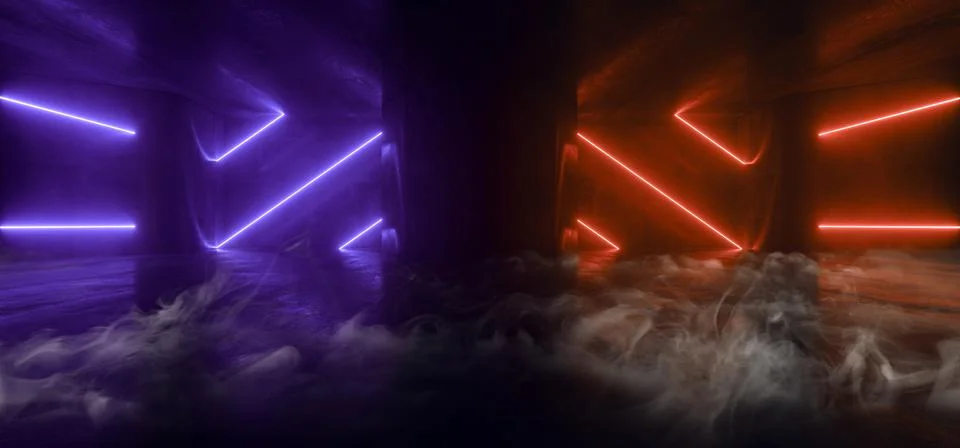 Purple Red Blue Sci Fi Smoke Club Dance NIght Neon Laser Pantone Cyber Virtua Stock Illustration