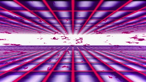 Purple red perspective grid retro background, vaporwave endless loop 3d Stock Footage 274731453