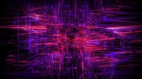 Purple red wireframe visual design background 3d rendering Stock-Illustration