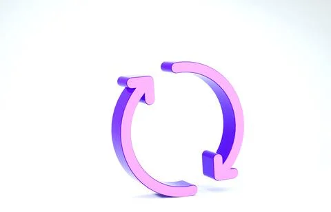 Purple Refresh icon isolated on white background. Reload symbol. Rotation arr Stock Illustration