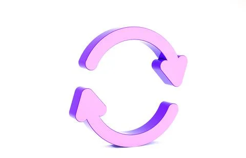 Purple Refresh icon isolated on white background. Reload symbol. Rotation arr Stock Illustration