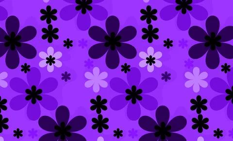Purple Retro Floral Pattern Background With Seamless Flower Design And Vint.. Stock Illustration