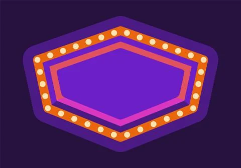 Purple retro marquee light frame flat illustration Stock Illustration