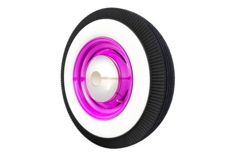 Purple retro wheel. 3D render Stock Illustration