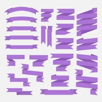 Purple ribbons set.Vector Stock Illustration