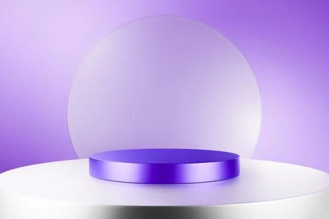 Purple ring podium on a violet 3D studio background Illustrazione stock