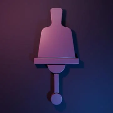 Purple Ringing bell icon isolated on purple-blue background. Alarm symbol, .. Stock Illustration
