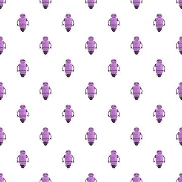 Purple robot character creating seamless pattern background Stock Illustration