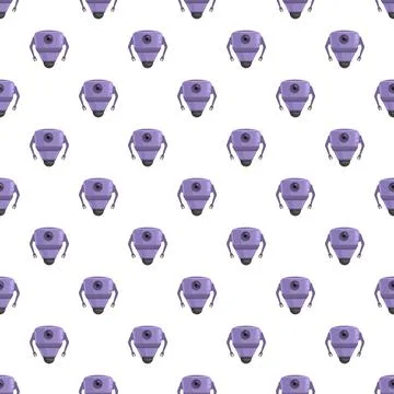 Purple robot heads creating seamless technology pattern Stock Illustration